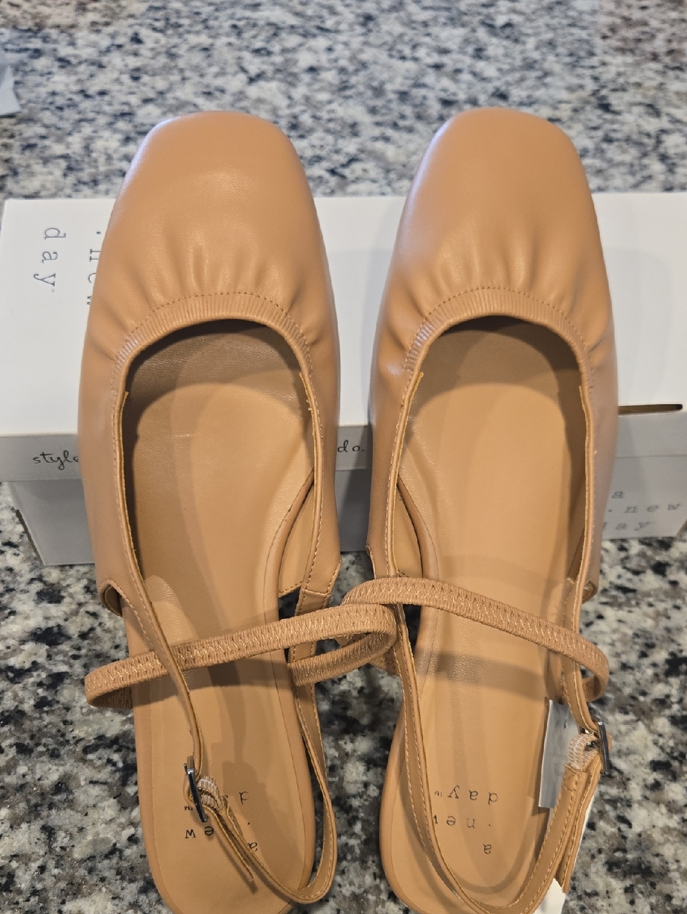 a new day Nude/Tan Slingback Square-Toe Ballet Flats